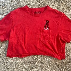 Vintage red Coca Cola cropped t-shirt Size lg